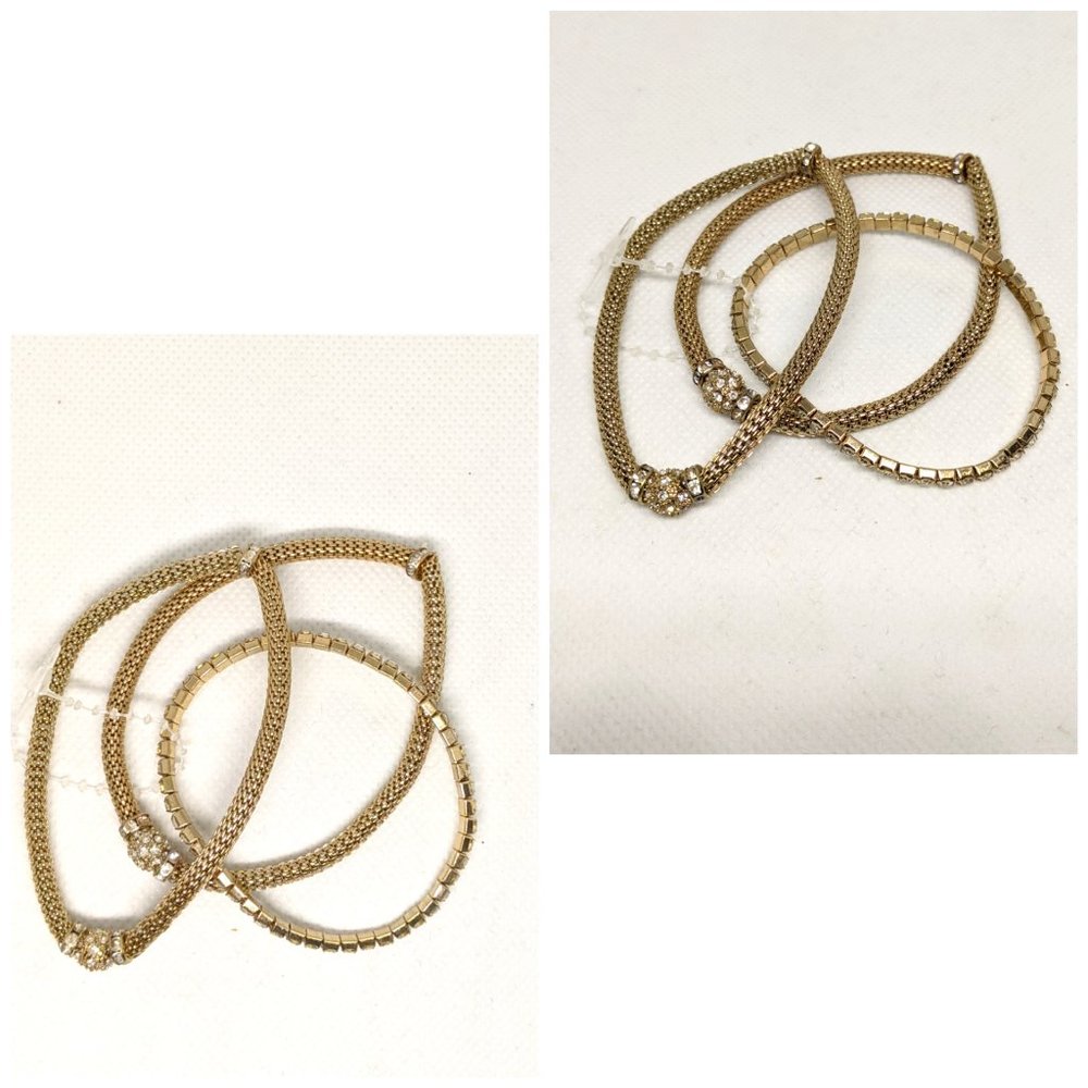 3/20$ Set Of 3 Golden Bracelet W/ Rhinstones